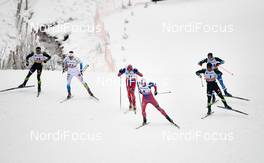05.12.2014, Lillehammer, Norway (NOR): Paul Goalabre (FRA), Anders Gloeersen (NOR), Teodor Peterson (SWE), Petter Northug (NOR), Martti Jylhae (FIN), Baptiste Gros (FRA), (l-r)  - FIS world cup cross-country, individual sprint, Lillehammer (NOR). www.nordicfocus.com. © Felgenhauer/NordicFocus. Every downloaded picture is fee-liable.