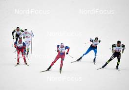 05.12.2014, Lillehammer, Norway (NOR): Paul Goalabre (FRA), Anders Gloeersen (NOR), Teodor Peterson (SWE), Petter Northug (NOR), Martti Jylhae (FIN), Baptiste Gros (FRA), (l-r)  - FIS world cup cross-country, individual sprint, Lillehammer (NOR). www.nordicfocus.com. © Felgenhauer/NordicFocus. Every downloaded picture is fee-liable.