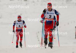 07.12.2014, Lillehammer, Norway (NOR): (l-r) Sjur Roethe (NOR), Fischer, KV+, Salomon, Swix  and Paal Golberg (NOR), Madshus, KV+, Rottefella - FIS world cup cross-country, pursuit men, Lillehammer (NOR). www.nordicfocus.com. © Laiho/NordicFocus. Every downloaded picture is fee-liable.