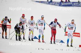 07.12.2014, Lillehammer, Norway (NOR): Thomas Bing (GER), Devon Kershaw (CAN), Ivan Babikov (CAN), Anton Lindblad (SWE), Simen Andreas Sveen (NOR), Emil Joensson (SWE), (l-r)  - FIS world cup cross-country, pursuit men, Lillehammer (NOR). www.nordicfocus.com. © Felgenhauer/NordicFocus. Every downloaded picture is fee-liable.