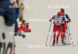 07.12.2014, Lillehammer, Norway (NOR): Sjur Roethe (NOR), Fischer, KV+, Salomon, Swix  followed by Paal Golberg (NOR), Madshus, KV+, Rottefella - FIS world cup cross-country, pursuit men, Lillehammer (NOR). www.nordicfocus.com. © Laiho/NordicFocus. Every downloaded picture is fee-liable.