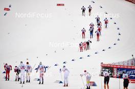 07.12.2014, Lillehammer, Norway (NOR): athletes leaving the stadium - FIS world cup cross-country, pursuit men, Lillehammer (NOR). www.nordicfocus.com. © Felgenhauer/NordicFocus. Every downloaded picture is fee-liable.
