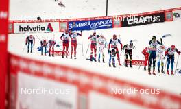 07.12.2014, Lillehammer, Norway (NOR): Chris Andre Jespersen (NOR), Petter Northug (NOR), Didrik Toenseth (NOR), Martin Johansson (SWE), Niklas Dyrhaug (NOR), Alexey Poltoranin (KAZ), Evgeniy Belov (RUS), (l-r)  - FIS world cup cross-country, pursuit men, Lillehammer (NOR). www.nordicfocus.com. © Felgenhauer/NordicFocus. Every downloaded picture is fee-liable.