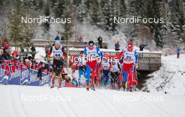 07.12.2014, Lillehammer, Norway (NOR): (l-r) Tim Tscharnke (GER), Madhus, Swix, Alpina, Rottefella, Adidas, Lukas Bauer (CZE), Fischer, Leki, Alpina, Rottefella, Swix, Toko and Martin Jaks (CZE), Rossignol, Swix, Alpina, Rottefella - FIS world cup cross-country, pursuit men, Lillehammer (NOR). www.nordicfocus.com. © Laiho/NordicFocus. Every downloaded picture is fee-liable.