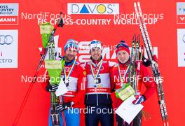 21.12.2014, Davos, Switzerland (SUI): (l-r) Alexey Petukhov (RUS), Fischer, Swix, Rottefella, Adidas, Federico Pellegrino (ITA), Rossignol, Rottefella anf Finn Haagen Krogh (NOR), Fischer, Swix, Alpina, Rottefella  - FIS world cup cross-country, individual sprint, Davos (SUI). www.nordicfocus.com. © Laiho/NordicFocus. Every downloaded picture is fee-liable.