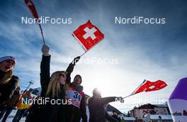 21.12.2014, Davos, Switzerland (SUI): spectators with swiss flags - FIS world cup cross-country, individual sprint, Davos (SUI). www.nordicfocus.com. © Laiho/NordicFocus. Every downloaded picture is fee-liable.
