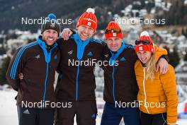 19.12.2014, Davos, Switzerland (SUI): FIS crew (l-r) Jeff Ellis, Michal Lamplot, Pierre Mignerey and Sandra Spitz - FIS world cup cross-country, training, Davos (SUI). www.nordicfocus.com. © Laiho/NordicFocus. Every downloaded picture is fee-liable.