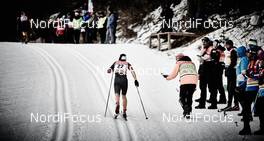 07.01.2015, Cortina-Toblach, Italy (ITA): Stefanie Boehler (GER), followed by Frank Ullrich (GER) - FIS world cup cross-country, tour de ski, 5km women, Cortina-Toblach (ITA). www.nordicfocus.com. © Felgenhauer/NordicFocus. Every downloaded picture is fee-liable.