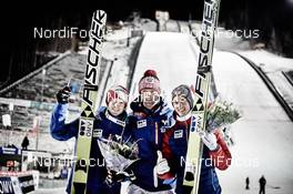 06.12.2014, Lillehammer, Norway (NOR): Michael Hayboeck (AUT), Heinz Kuttin (AUT), headcoach team Austria, Gregor Schlierenzauer (AUT), (l-r)  - FIS world cup ski jumping, individual HS138, Lillehammer (NOR). www.nordicfocus.com. © Felgenhauer/NordicFocus. Every downloaded picture is fee-liable.