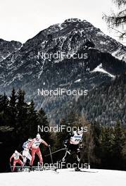 08.01.2015, Cortina-Toblach, Italy (ITA): Dietmar Noeckler (ITA), Andrew Musgrave (GBR), Roland Clara (ITA), Maurice Manificat (FRA), (l-r)  - FIS world cup cross-country, tour de ski, pursuit men, Cortina-Toblach (ITA). www.nordicfocus.com. © Felgenhauer/NordicFocus. Every downloaded picture is fee-liable.
