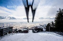 04.01.2015, Innsbruck, Austria (AUT): a jumper at the take off - FIS world cup ski jumping, four hills tournament, individual HS130, qualification, Innsbruck (AUT). www.nordicfocus.com. © Laiho/NordicFocus. Every downloaded picture is fee-liable.