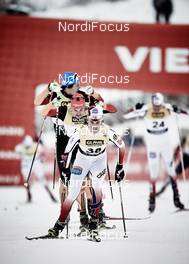 07.12.2014, Lillehammer, Norway (NOR): Tino Edelmann (GER), Fabian Riessle (GER), Mikko Kokslien (NOR), (l-r)  - FIS world cup nordic combined, individual gundersen HS138/10km, Lillehammer (NOR). www.nordicfocus.com. © Felgenhauer/NordicFocus. Every downloaded picture is fee-liable.