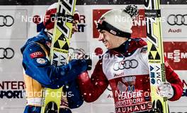 29.12.2014, Oberstdorf, Germany (GER): (l-r) Michael Hayboeck (AUT), Fischer and Stefan Kraft (AUT), Fischer - FIS world cup ski jumping, four hills tournament, individual HS137, Oberstdorf (GER). www.nordicfocus.com. © Laiho/NordicFocus. Every downloaded picture is fee-liable.