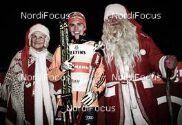 29.11.2014, Ruka, Finland (FIN): Johannes Rydzek (GER) and Santa Claus - FIS world cup nordic combined, individual gundersen HS142/10km, Ruka (FIN). www.nordicfocus.com. © Felgenhauer/NordicFocus. Every downloaded picture is fee-liable.