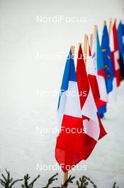 11.01.2014, Chaux-Neuve, France (FRA): flags - FIS world cup nordic combined, individual gundersen HS118/10km, Chaux-Neuve (FRA). www.nordicfocus.com. © Becker/NordicFocus. Every downloaded picture is fee-liable.