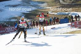 12.01.2014, Chaux-Neuve, France (FRA): Bryan Fletcher (USA), Johannes Rydzek (GER) - FIS world cup nordic combined, team sprint HS118/2x7.5km, Chaux-Neuve (FRA). www.nordicfocus.com. © Becker/NordicFocus. Every downloaded picture is fee-liable.
