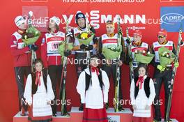 12.01.2014, Chaux-Neuve, France (FRA): (-r) Team Norway II, Team Germany II, Team Germany I - FIS world cup nordic combined, team sprint HS118/2x7.5km, Chaux-Neuve (FRA). www.nordicfocus.com. © Becker/NordicFocus. Every downloaded picture is fee-liable.
