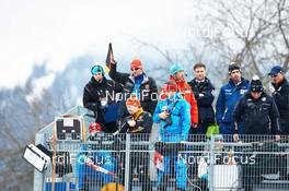 17.01.2014, Seefeld, Austria (AUT): Ronny Ackermann (GER), giving the start signal - FIS world cup nordic combined, individual gundersen HS109/5km, Seefeld (AUT). www.nordicfocus.com. © Felgenhauer/NordicFocus. Every downloaded picture is fee-liable.