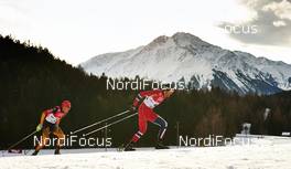 18.01.2014, Seefeld, Austria (AUT): Johannes Rydzek (GER), Magnus Moan (NOR), (l-r) - FIS world cup nordic combined, individual gundersen HS109/10km, Seefeld (AUT). www.nordicfocus.com. © Felgenhauer/NordicFocus. Every downloaded picture is fee-liable.