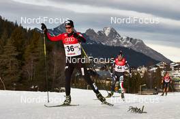 18.01.2014, Seefeld, Austria (AUT): Karl-August Tiirmaa (EST), Lukas Runggaldier (ITA), (l-r) - FIS world cup nordic combined, individual gundersen HS109/10km, Seefeld (AUT). www.nordicfocus.com. © Felgenhauer/NordicFocus. Every downloaded picture is fee-liable.