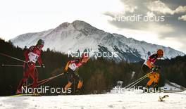 18.01.2014, Seefeld, Austria (AUT): Marjan Jelenko (SLO), Tobias Haug (GER), Fabian Riessle (GER), (l-r) - FIS world cup nordic combined, individual gundersen HS109/10km, Seefeld (AUT). www.nordicfocus.com. © Felgenhauer/NordicFocus. Every downloaded picture is fee-liable.