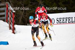 19.01.2014, Seefeld, Austria (AUT): Tino Edelmann (GER), Johannes Rydzek (GER), Magnus Moan (NOR), (l-r) - FIS world cup nordic combined, individual gundersen HS109/15km, Seefeld (AUT). www.nordicfocus.com. © Felgenhauer/NordicFocus. Every downloaded picture is fee-liable.