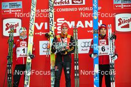 19.01.2014, Seefeld, Austria (AUT): Haavard Klemetsen (NOR), Eric Frenzel (GER), Magnus Moan (NOR), (l-r), (l-r) - FIS world cup nordic combined, individual gundersen HS109/15km, Seefeld (AUT). www.nordicfocus.com. © Felgenhauer/NordicFocus. Every downloaded picture is fee-liable.