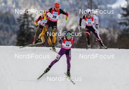 26.01.2014, Oberstdorf, Germany (GER): (l-r) Johannes Rydzek (GER), Fischer, Swix, Rottefella, Adidas, Taihei Kato (JPN), Fischer, Swix, Rottefella and Lukas Klapfer (AUT), Salomon, Swix, Loeffler - FIS world cup nordic combined, individual gundersen HS137/10km, Oberstdorf (GER). www.nordicfocus.com. © Laiho/NordicFocus. Every downloaded picture is fee-liable.