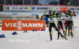 28.02.2014, Lahti, Finland (FIN): Francois Braud (FRA), Fischer, One Way, Rottefella followed by Lukas Klapfer (AUT), Salomon, Swix, Loeffler - FIS world cup nordic combined, individual gundersen HS130/10km, Lahti (FIN). www.nordicfocus.com. © Laiho/NordicFocus. Every downloaded picture is fee-liable.