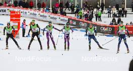 01.03.2014, Lahti, Finland (FIN): (l-r) Nick Hendrickson (USA), Adam Loomis (USA), Madshus, Takehiro Watanabe (JPN), Fischer, Yoshito Watabe (JPN), Fischer, Swix, Rottefella, Marcus Torni (FIN) and Arttu Maekiaho (FIN) - FIS world cup nordic combined, team sprint HS130/2x7.5km, Lahti (FIN). www.nordicfocus.com. © Laiho/NordicFocus. Every downloaded picture is fee-liable.