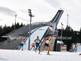 08.03.2014, Oslo, Norway (NOR): Evgeniy Klimov (RUS), Ilkka Herola (FIN), Johannes Rydzek (GER), (l-r) - FIS world cup nordic combined, individual gundersen HS134/10km, Oslo (NOR). www.nordicfocus.com. © Laiho/NordicFocus. Every downloaded picture is fee-liable.