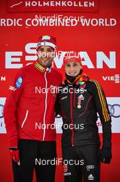 08.03.2014, Oslo, Norway (NOR): Magnus Moan (NOR), Eric Frenzel (GER), awarded with the Holmenkollen Medal - FIS world cup nordic combined, individual gundersen HS134/10km, Oslo (NOR). www.nordicfocus.com. © Laiho/NordicFocus. Every downloaded picture is fee-liable.