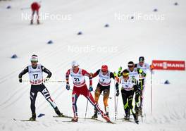 15.03.2014, Falun, Sweden (SWE): Alessandro Pittin (ITA), Joergen Graabak (NOR), Johannes Rydzek (GER), Jason Lamy Chappuis (FRA), (l-r) - FIS world cup nordic combined, individual gundersen HS100/10km, Falun (SWE). www.nordicfocus.com. © Felgenhauer/NordicFocus. Every downloaded picture is fee-liable.
