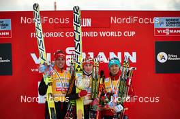15.03.2014, Falun, Sweden (SWE): Johannes Rydzek (GER), Eric Frenzel (GER), Akito Watabe (JPN), (l-r) - FIS world cup nordic combined, individual gundersen HS100/10km, Falun (SWE). www.nordicfocus.com. © Felgenhauer/NordicFocus. Every downloaded picture is fee-liable.