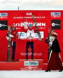 15.03.2014, Falun, Sweden (SWE): Joergen Graabak (NOR), Akito Watabe (JPN), Alessandro Pittin (ITA), (l-r) - FIS world cup nordic combined, individual gundersen HS100/10km, Falun (SWE). www.nordicfocus.com. © Felgenhauer/NordicFocus. Every downloaded picture is fee-liable.