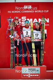 15.03.2014, Falun, Sweden (SWE): Joergen Graabak (NOR), Akito Watabe (JPN), Alessandro Pittin (ITA), (l-r) - FIS world cup nordic combined, individual gundersen HS100/10km, Falun (SWE). www.nordicfocus.com. © Felgenhauer/NordicFocus. Every downloaded picture is fee-liable.