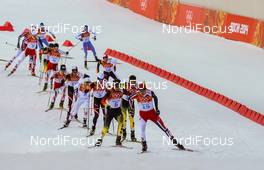 12.02.2014, Sochi, Russia (RUS): Magnus Moan (NOR), Madshus, Rottefella, Swix followed by Tino Edelmann (GER), Madshus, Leki, Rottefella, Adidas - XXII. Olympic Winter Games Sochi 2014, nordic combined, individual gundersen HS106/10km, Sochi (RUS). www.nordicfocus.com. © NordicFocus. Every downloaded picture is fee-liable.