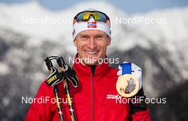 22.02.2014, Sochi, Russia (RUS): Haavard Klemetsen (NOR), Fischer, Swix, Alpina, Rottefella - XXII. Olympic Winter Games Sochi 2014, nordic combined, medals, Sochi (RUS). www.nordicfocus.com. © NordicFocus. Every downloaded picture is fee-liable.