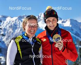12.02.2014, Sochi, Russia (RUS): Tanja Winterhalder (GER) and Eric Frenzel (GER) - XXII. Olympic Winter Games Sochi 2014, nordic combined, medals, Sochi (RUS). www.nordicfocus.com. © NordicFocus. Every downloaded picture is fee-liable.