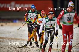 29.11.2014, Ruka, Finland (FIN): Tino Edelmann (GER), Eric Frenzel (GER), Karl-August Tiirmaa (EST), Samuel Costa (ITA), (l-r) - FIS world cup nordic combined, individual gundersen HS142/10km, Ruka (FIN). www.nordicfocus.com. © Felgenhauer/NordicFocus. Every downloaded picture is fee-liable.