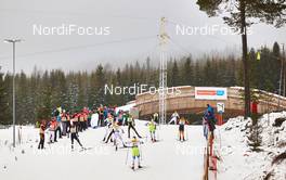 07.12.2014, Lillehammer, Norway (NOR): a chasing group passing the coaches - FIS world cup nordic combined, individual gundersen HS138/10km, Lillehammer (NOR). www.nordicfocus.com. © Felgenhauer/NordicFocus. Every downloaded picture is fee-liable.