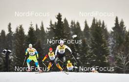 07.12.2014, Lillehammer, Norway (NOR): Gasper Berlot (SLO), Manuel Faisst (GER), Kristjan Ilves (EST), (l-r)  - FIS world cup nordic combined, individual gundersen HS138/10km, Lillehammer (NOR). www.nordicfocus.com. © Felgenhauer/NordicFocus. Every downloaded picture is fee-liable.