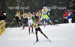 07.12.2014, Lillehammer, Norway (NOR): Maxime Laheurte (FRA), Jan Schmid (NOR), Manuel Faisst (GER), Sebastien Lacroix (FRA), Gasper Berlot (SLO), (l-r)  - FIS world cup nordic combined, individual gundersen HS138/10km, Lillehammer (NOR). www.nordicfocus.com. © Felgenhauer/NordicFocus. Every downloaded picture is fee-liable.