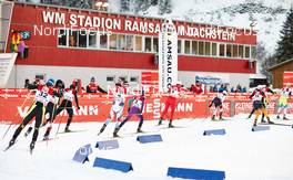 21.12.2014, Ramsau, Austria (AUT): a chasing group in the WM stadium of Ramsau - FIS world cup nordic combined, individual gundersen HS98/10km, Ramsau (AUT). www.nordicfocus.com. © Felgenhauer/NordicFocus. Every downloaded picture is fee-liable.