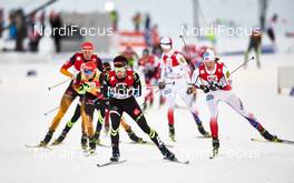 21.12.2014, Ramsau, Austria (AUT): Fabian Riessle (GER), Jason Lamy Chappuis (FRA), Mikko Kokslien (NOR), (l-r)  - FIS world cup nordic combined, individual gundersen HS98/10km, Ramsau (AUT). www.nordicfocus.com. © Felgenhauer/NordicFocus. Every downloaded picture is fee-liable.