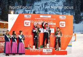 21.12.2014, Ramsau, Austria (AUT): Mikko Kokslien (NOR), Jason Lamy Chappuis (FRA), Fabian Riessle (GER), (l-r) - FIS world cup nordic combined, individual gundersen HS98/10km, Ramsau (AUT). www.nordicfocus.com. © Felgenhauer/NordicFocus. Every downloaded picture is fee-liable.