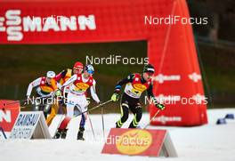 20.12.2014, Ramsau, Austria (AUT): Johannes Rydzek (GER), Jan Schmid (NOR), Francois Braud (FRA), (l-r)  - FIS world cup nordic combined, team sprint HS98/2x7.5km, Ramsau (AUT). www.nordicfocus.com. © Felgenhauer/NordicFocus. Every downloaded picture is fee-liable.
