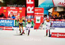 20.12.2014, Ramsau, Austria (AUT): Eric Frenzel (GER), Haavard Klemetsen (NOR), Mikko Kokslien (NOR), (l-r)  - FIS world cup nordic combined, team sprint HS98/2x7.5km, Ramsau (AUT). www.nordicfocus.com. © Felgenhauer/NordicFocus. Every downloaded picture is fee-liable.