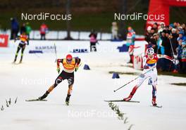 20.12.2014, Ramsau, Austria (AUT): Fabian Riessle (GER), Joergen Graabak (NOR), (l-r)  - FIS world cup nordic combined, team sprint HS98/2x7.5km, Ramsau (AUT). www.nordicfocus.com. © Felgenhauer/NordicFocus. Every downloaded picture is fee-liable.