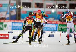 20.12.2014, Ramsau, Austria (AUT): Francois Braud (FRA), Johannes Rydzek (GER), Jan Schmid (NOR), (l-r)  - FIS world cup nordic combined, team sprint HS98/2x7.5km, Ramsau (AUT). www.nordicfocus.com. © Felgenhauer/NordicFocus. Every downloaded picture is fee-liable.